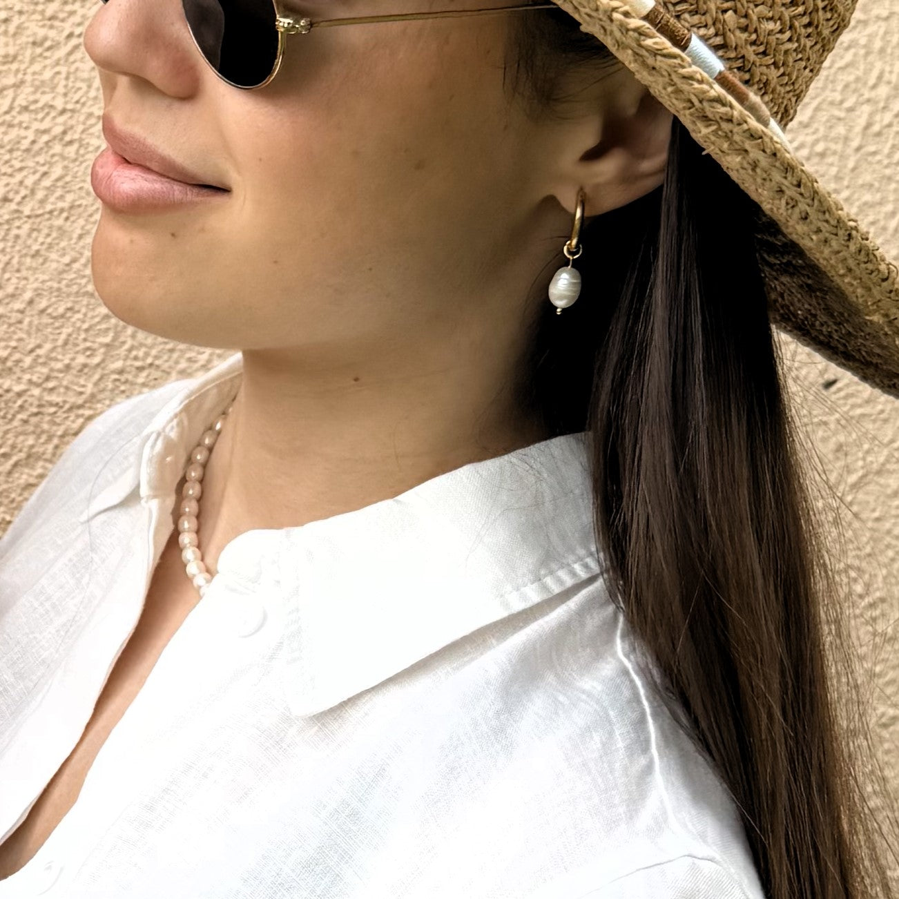 STELLA pearl and hoop earrings