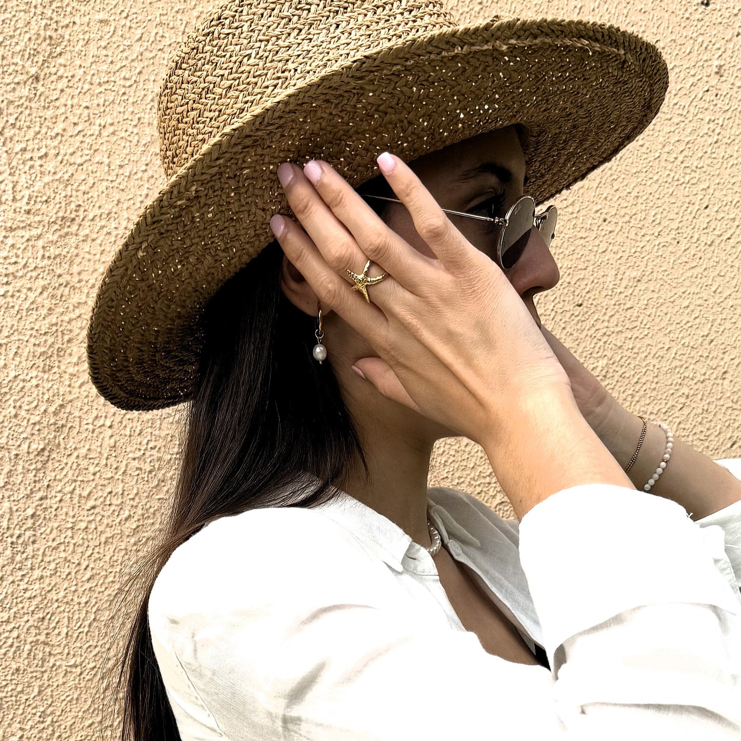 STELLA pearl and hoop earrings