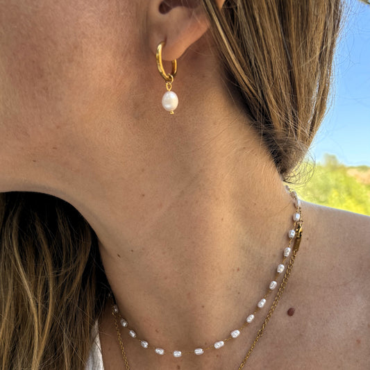 Pendientes aro y perla STELLA