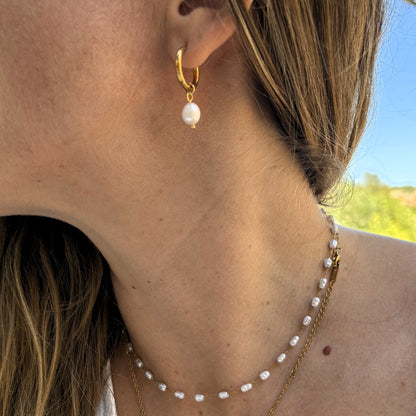 STELLA pearl and hoop earrings