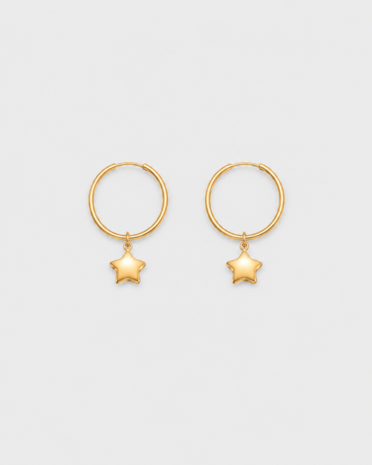 Hoop earrings + 3d star 