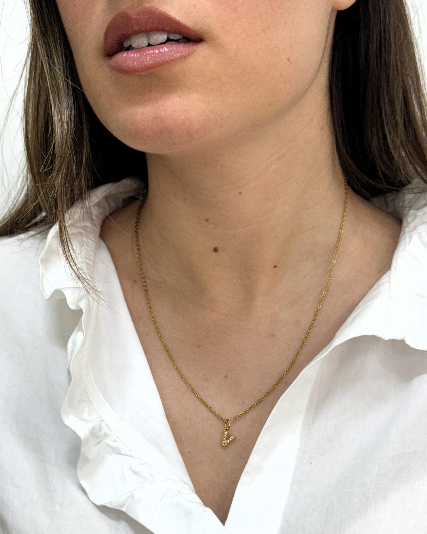 Cadena con charm LETRA INICIAL con CIRCONITAS