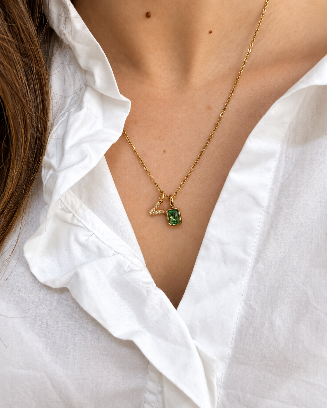 Cadena con charm LETRA INICIAL con CIRCONITAS
